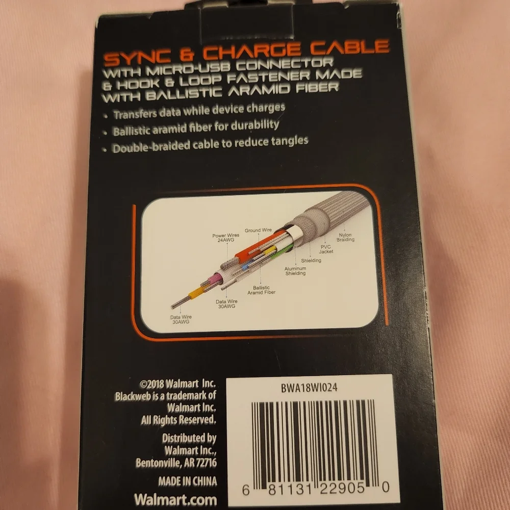 BlackWeb NEW Pink Sync & Charge with Micro-USB Connector 6 Foot Cable